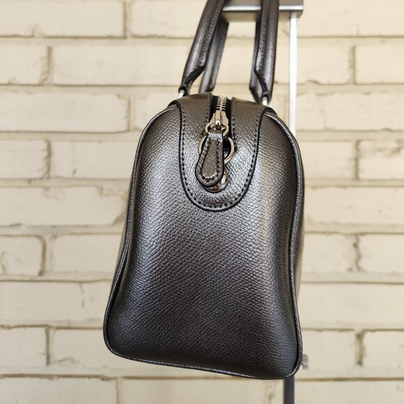 Like New Coach Mini Bennett Silver Metallic Leather Shoulder Bag Purse - Picture 6 of 14